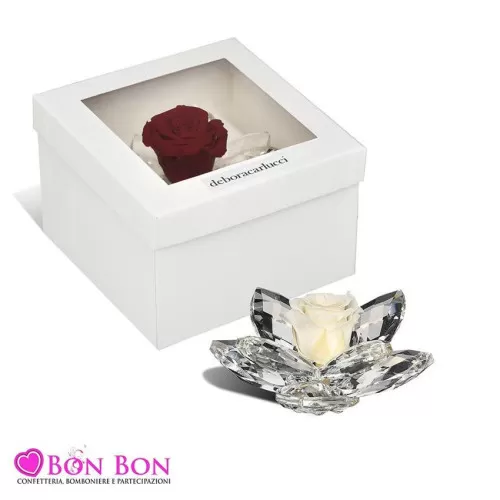 Bomboniera matrimonio debora carlucci 2021 loto piccolo con rosa stabilizzata panna Debora Carlucci - 1