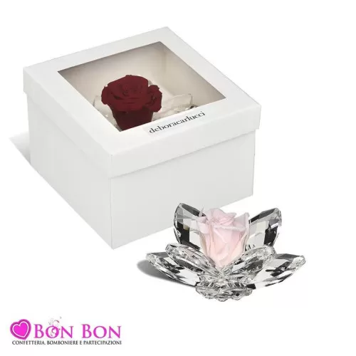 Bomboniera matrimonio debora carlucci 2021 loto piccolo con rosa stabilizzata rosa Debora Carlucci - 1