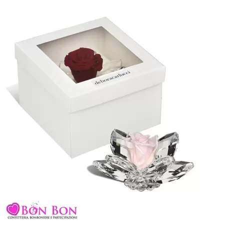 Bomboniera matrimonio debora carlucci 2021 loto piccolo con rosa stabilizzata rosa Debora Carlucci - 1