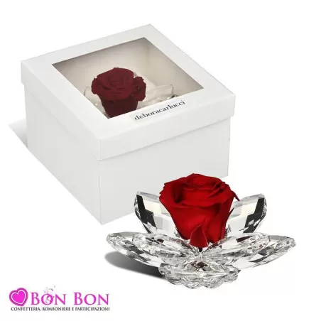 Bomboniera matrimonio debora carlucci 2021 loto grande con rosa stabilizzata rossa Debora Carlucci - 1