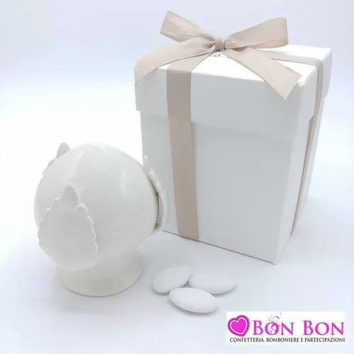 Bomboniera matrimonio pomo in porcellana bianco AD - 1