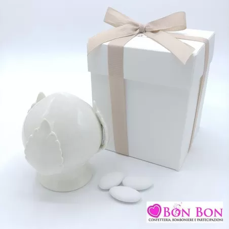 Bomboniera matrimonio pomo in porcellana bianco AD - 1