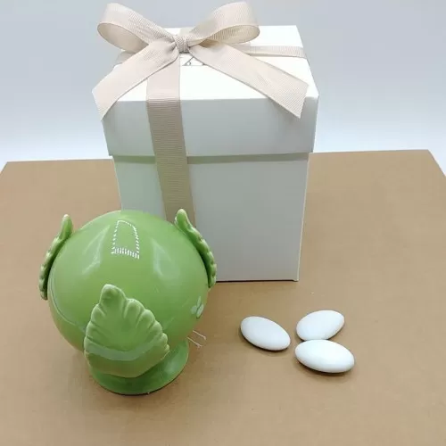 Bomboniera matrimonio pomo in porcellana verde AD - 1