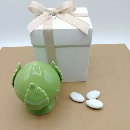 Bomboniera matrimonio pomo in porcellana verde AD - 1