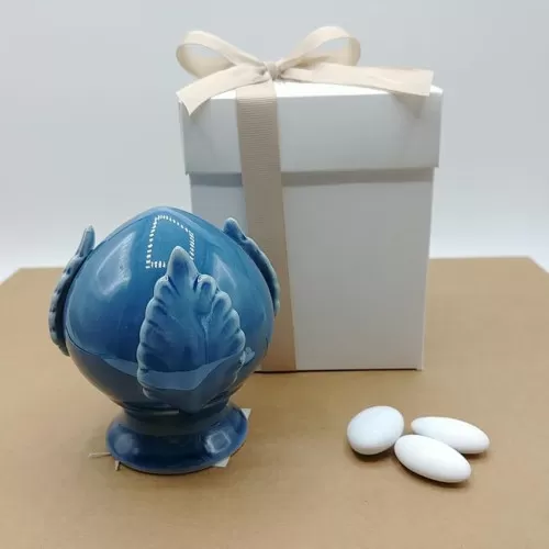Bomboniera matrimonio pomo in porcellana blu AD - 1
