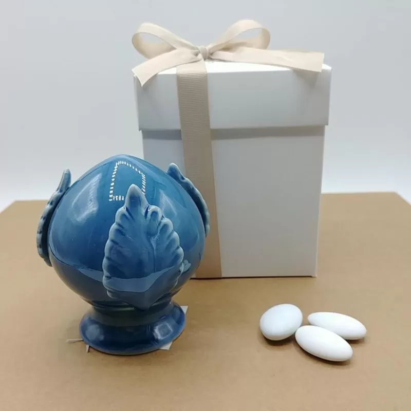 Bomboniera matrimonio pomo in porcellana blu AD - 1