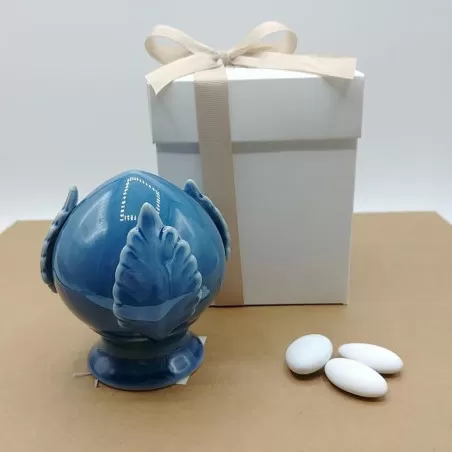 Bomboniera matrimonio pomo in porcellana blu AD - 1