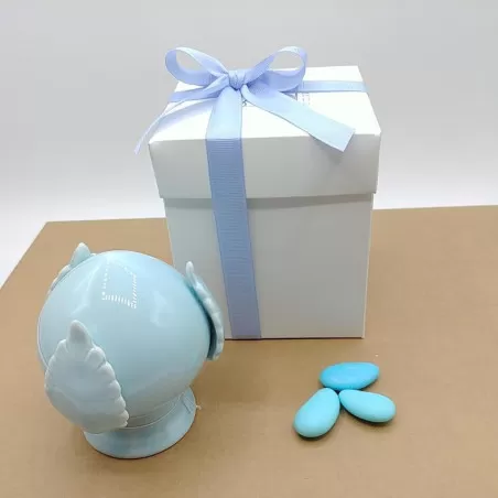 Bomboniera nascita e battesimo pomo porcellana celeste AD - 1