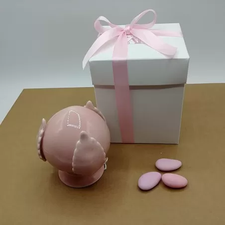 Bomboniera nascita e battesimo pomo porcellana rosa AD - 1