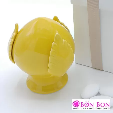 Bomboniera matrimonio pomo in porcellana giallo AD - 9