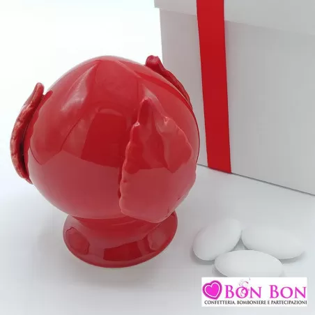 Bomboniera matrimonio pomo in porcellana rosso AD - 9