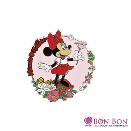 Bomboniera nascita e battesimo disney magnete metallo minnie con fiori Disney - 3