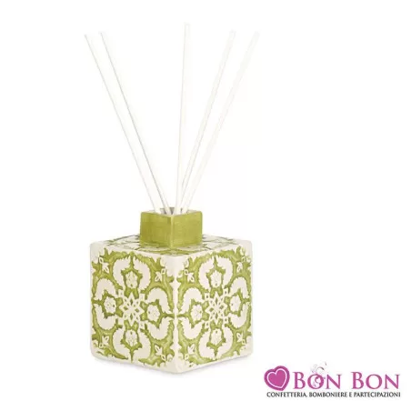 Bomboniera matrimonio diffusore maiolica salvia Cupido - 2