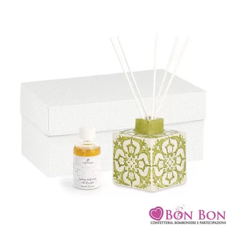 Bomboniera matrimonio diffusore maiolica salvia Cupido - 1