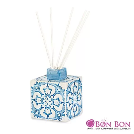 Bomboniera matrimonio diffusore maiolica blu Cupido - 2