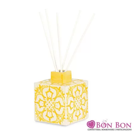 Bomboniera matrimonio diffusore maiolica gialla Cupido - 2