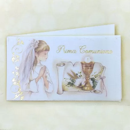 Confezione da 20 bigliettini prima comunione bimba che prega C707 - 1
