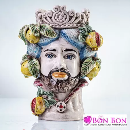 Testa di moro decorata maschio e femmina con melograni - 4