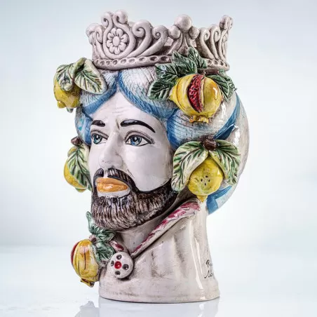 Testa di moro decorata maschio e femmina con melograni - 5