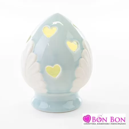 Bomboniera nascita e battesimo pomo in porcellana celeste Le stelle - 1