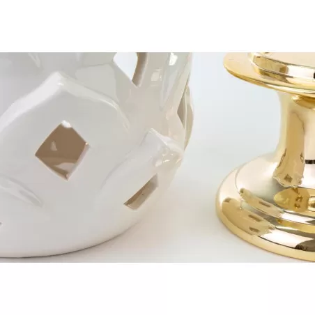 Bomboniera matrimonio pigna led bianca con base dorata altezza 32 cm Le stelle - 13