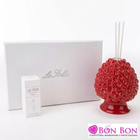 Bomboniera matrimonio profumatore pigna rossa Le stelle - 1