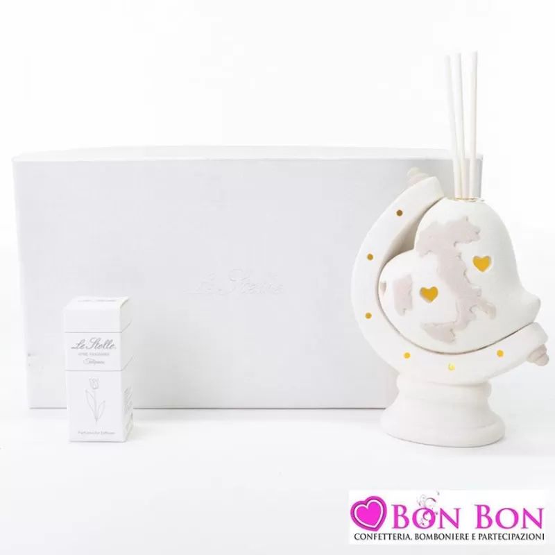 Bomboniera matrimonio profumatore cuore led porcellana Le stelle - 1