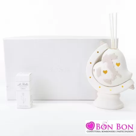 Bomboniera matrimonio profumatore cuore led porcellana Le stelle - 1
