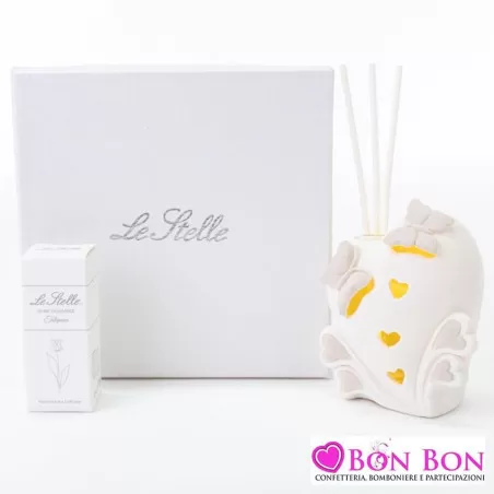 Bomboniera matrimonio profumatore cuore led porcellana 7,5x5 Le stelle - 1