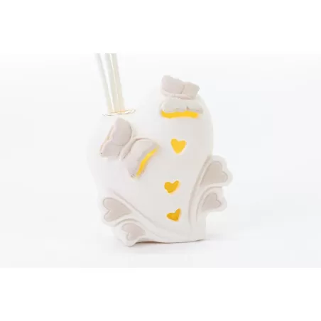 Bomboniera matrimonio profumatore cuore led porcellana 7,5x5 Le stelle - 14