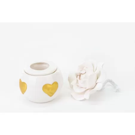 Bomboniera matrimonio profumatore cuore bianco e oro led in porcellana h.7 Le stelle - 2