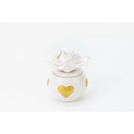 Bomboniera matrimonio profumatore cuore bianco e oro led in porcellana h.7 Le stelle - 3