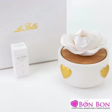 Bomboniera matrimonio scatola cuori oro in porcellana h.10 Le stelle - 1