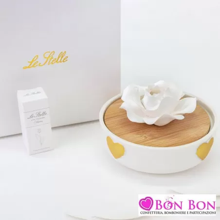 Bomboniera matrimonio scatola cuori oro in porcellana h.12,5 Le stelle - 1