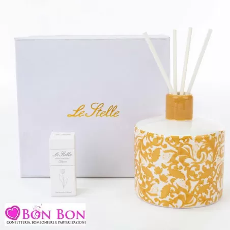 Bomboniera matrimonio profumatore con decoro in oro in porcellana Le stelle - 1