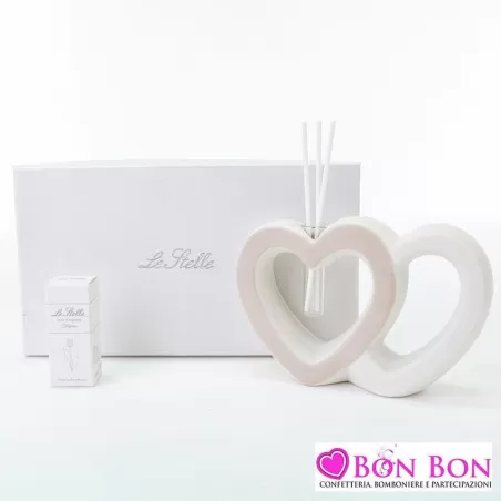 Bomboniera matrimonio profumatore cuori in porcellana Le stelle - 1