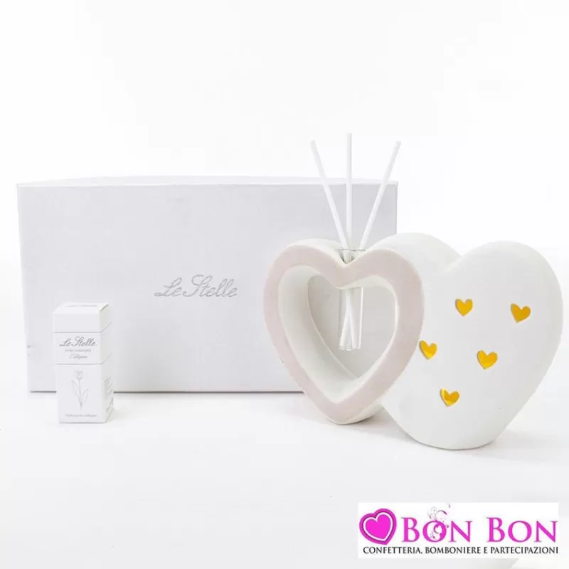 Bomboniera matrimonio profumatore cuori led in porcellana Le stelle - 1