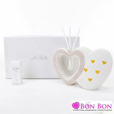 Bomboniera matrimonio profumatore cuori led in porcellana Le stelle - 1