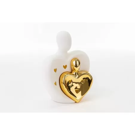 Bomboniera matrimonio coppia sposi led bianco e oro in porcellana Le stelle - 3