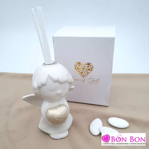 Bomboniera prima comunione profumatore angelo cuore oro Royal Gifts - 1