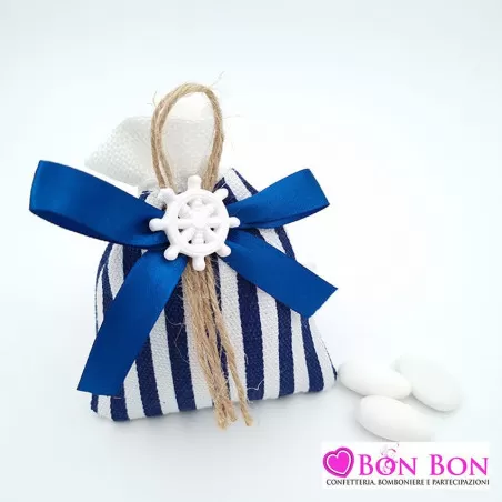 Sacchetto prima comunione linea mare righe 3 assortiti con applicazione Royal Gifts - 1