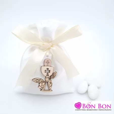 Sacchetto prima comunione con applicazione CALICE LEGNO - 1