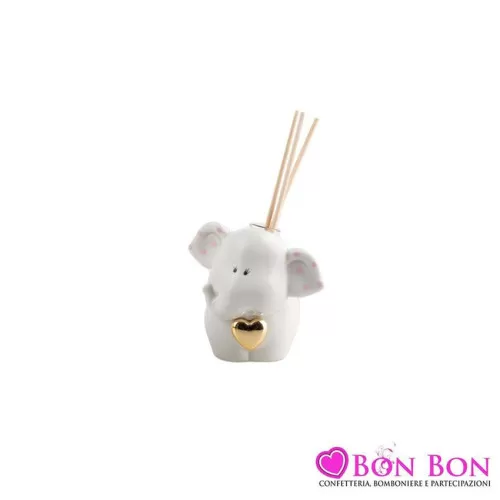 Bomboniera nascita e battesimo profumatore elefantino bimba h. 6,5 Royal Gifts - 1