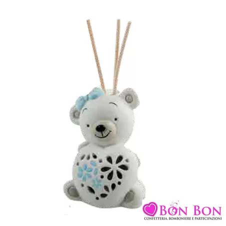 Bomboniera nascita e battesimo profumatore orso con led Royal Gifts - 1