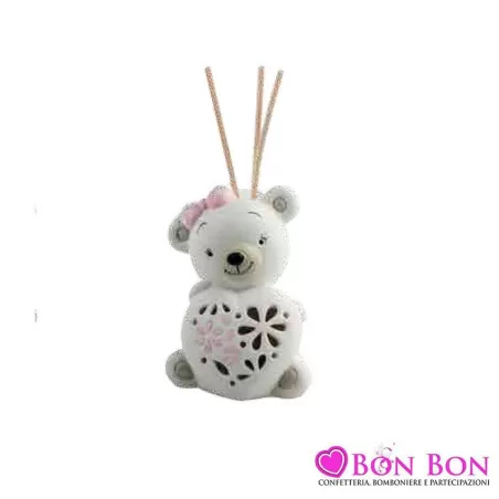 Bomboniera nascita e battesimo profumatore orso bimba con led Royal Gifts - 1