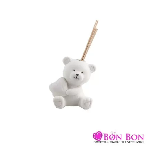 Bomboniera nascita e battesimo profumatore orso con cuore bimba Royal Gifts - 1