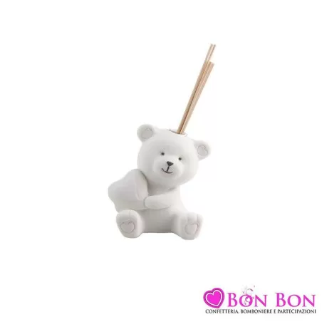 Bomboniera nascita e battesimo profumatore orso con cuore bimba Royal Gifts - 1