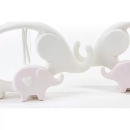 Bomboniera nascita e battesimo profumatore elefanti in porcellana bianco e rosa h.16 Le stelle - 2