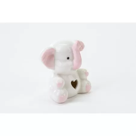 Bomboniera nascita e battesimo elefantino porcellana rosa Le stelle - 3