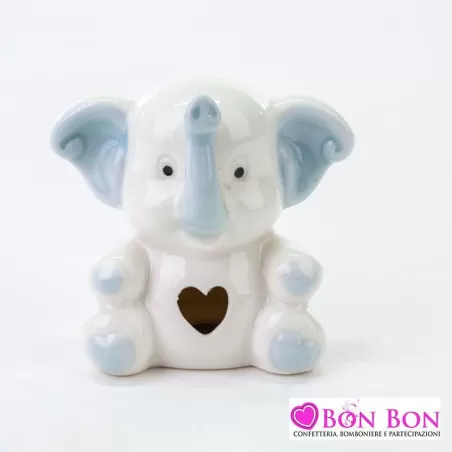 Bomboniera nascita e battesimo elefantino porcellana celeste Le stelle - 1